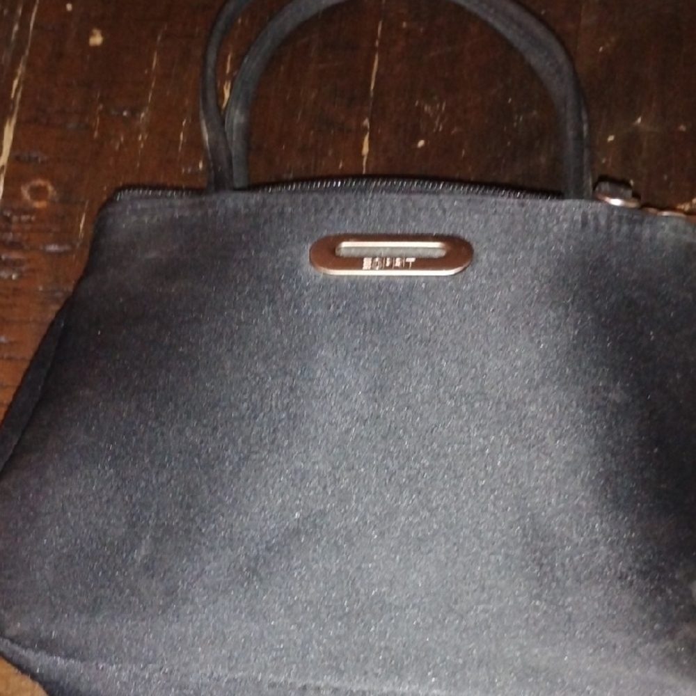 Esprit Black Mini Bag with Structured Design and Curved Handle